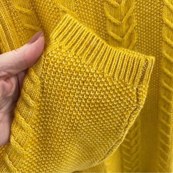 NWT Ann Taylor Butter Yellow and White Cable Knit Cowl Neck Cotton Sweater Dress - Picture 6 of 14
